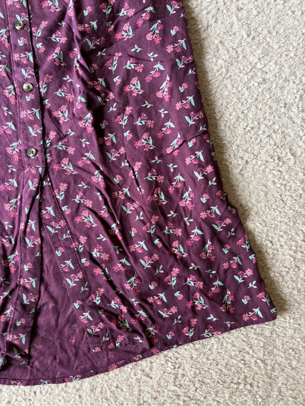 Summery Comfy Floral Purple Skirt with Buttons and Pockets - Picture 3 of 11